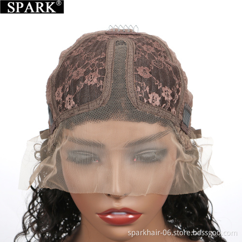 Real hair bob headgear 1B water wave bob foreign trade new product 4x4 front lace curly hair wave